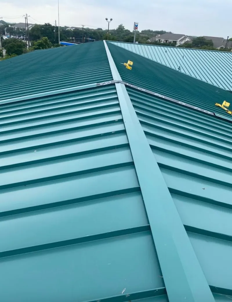 Green commercial metal roof ridge and valley for Metal Roof Repair in Elfers